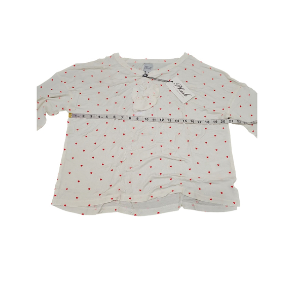 Revolve Plush Pajama Set Size S White Red Heart Print - Picture 4 of 8